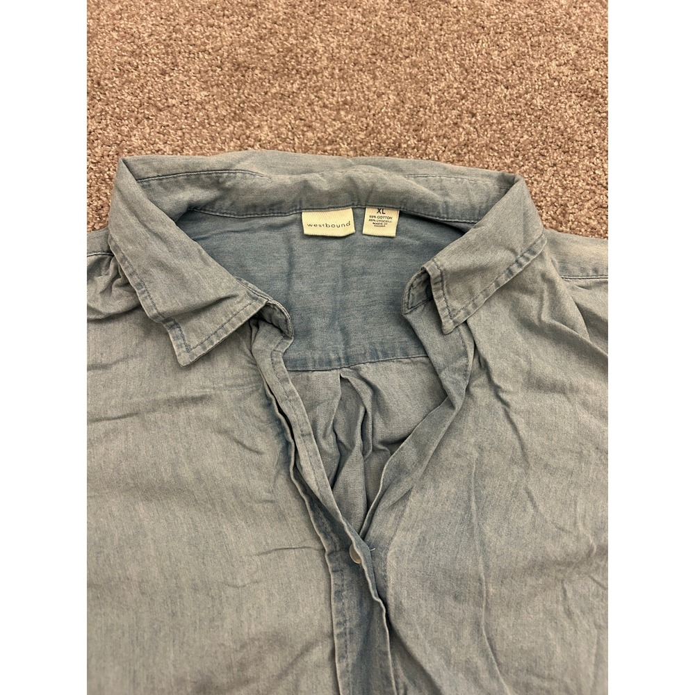 Westbound Button Down Shirt Womens XL Light Blue Excellent Cotton Lyocell Blend - Picture 5 of 9